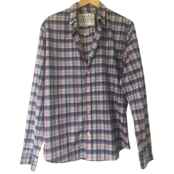 Frank & Eileen Paul Plaid Italian Woven Cotton Button Down Classic Shirt Size M - Picture 1 of 11